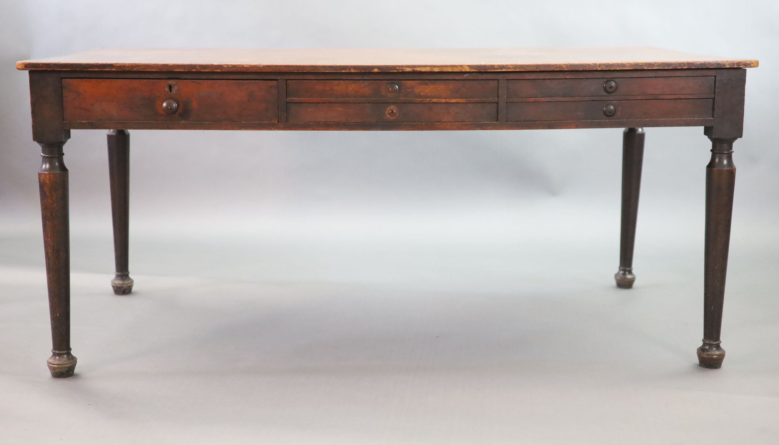 A late Victorian mahogany library table, W.168cm. D90cm H.75cm